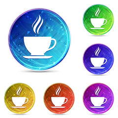 Coffee cup icon digital abstract round buttons set illustration