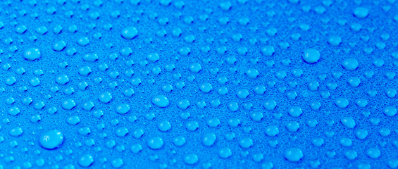 water drops on blue background