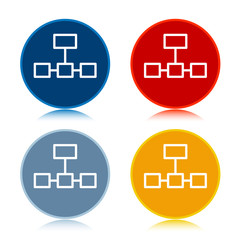 Obraz premium Network connections icon trendy flat round buttons set illustration design
