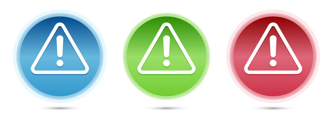 Alert icon glass round buttons set illustration