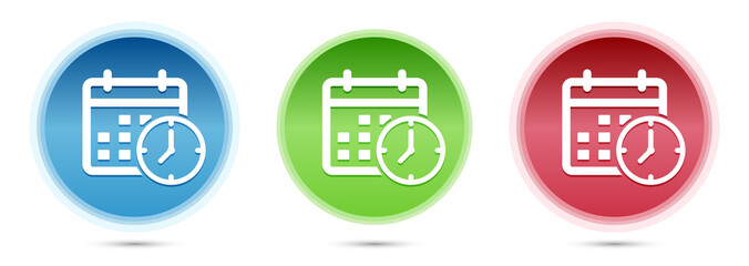 Appointment date calendar icon glass round buttons set illustration