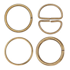 A set of connecting rings are different sizes for needlework isolated on white background