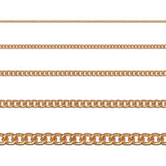 Collection of Golden chain isolated on white background