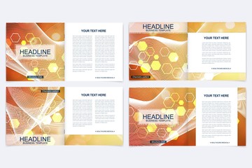 Fototapeta premium Scientific templates square brochure, magazine, leaflet , flyer, cover, booklet, annual report. Scientific concept for medical, technology, chemistry. Structure molecule and communication. Dna, atom.