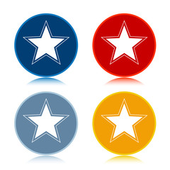 Star icon trendy flat round buttons set illustration design