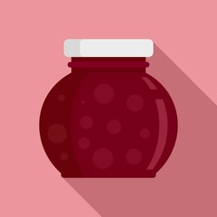 Glass jam jar icon. Flat illustration of glass jam jar vector icon for web design