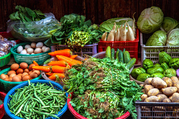 Vegetables for sale on the street market in Hanoi, Vietnam