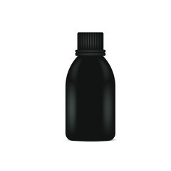 black medical bottle mockup isolated on white background, vector illustration