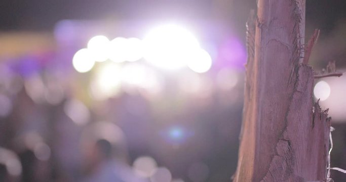 Persone che ballano in discoteca di notte, sfuocato.