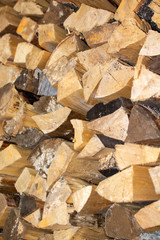 Firewood for fireplace close up