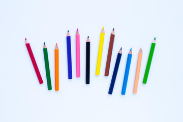 Colorful pencils isolated on white.