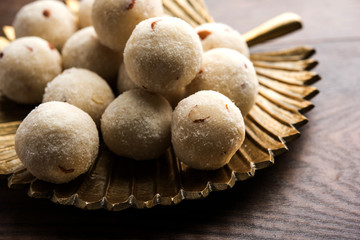 Semolina / Rawa/ Rava Laddu or Laddoo Or Ladu Laddu, a popular sweet dish from Maharashtra, India