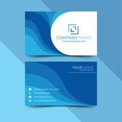 Modern blue business card design template, design vector illustration