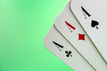 playing cards on a green background