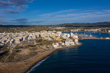 Fototapeta na wymiar Landscape in marina bay, sea, buildings in city.