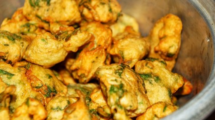 Vegetables fritters / Cucur sayur are vegetable fritters which are commonly sold by Malay street vendors in Malaysia and Singapore