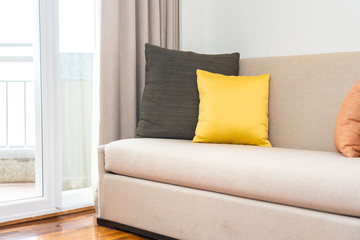 Comfortable pillow on sofa decoration interior