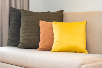 Comfortable pillow on sofa decoration interior