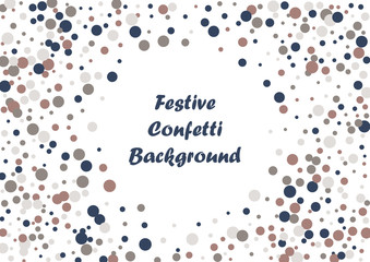 Festive color round confetti background. Abstract frame confetti texture for holiday, postcard, poster, website, carnivals, birthday and children's parties. Cover confetti mock-up. Wedding card layout