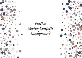 Festive color round confetti background. Abstract frame confetti texture for holiday, postcard, poster, website, carnivals, birthday and children's parties. Cover confetti mock-up. Wedding card layout