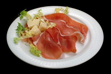 Italian food recipes, Parma ham with Grana Padano cheese.