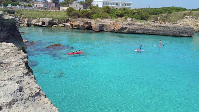 Tower and bay of Roca Vecchia, Brindisi region, Apulia, Italy