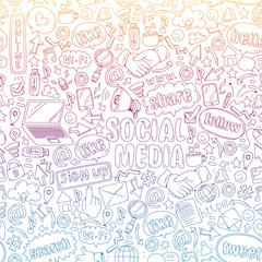 Social media, business, management vector icons. Internet marketing, communications.