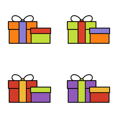 Set of gift box on white background, vector illustration