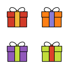 Set of gift box on white background, vector illustration