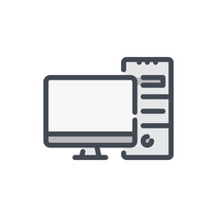 Desktop personal computer color line icon. PC vector outline colorful sign.