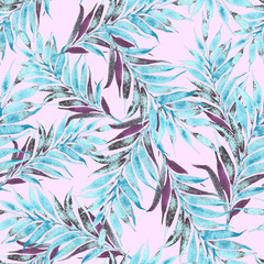Watercolor seamless pattern with leaves