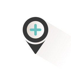 Pharmacy location. Flat icon with beige shade. Urban service vector illustration