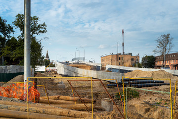 Fragment of the bridge and road construction