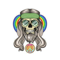 Hippie skull with hair