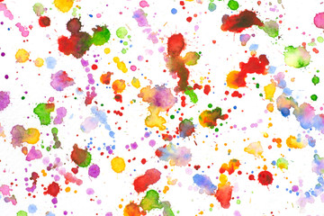 Colorful watercolor splashes on white background