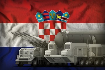 Croatia rocket troops concept on the national flag background. 3d Illustration
