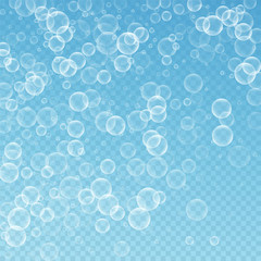 Random soap bubbles abstract background. Blowing b
