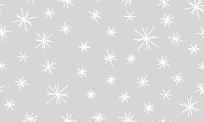 Seamless light gray texture with symbolic snowflakes