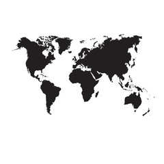 Black and white world map, silhouette, info graphics, annual report, earth, flat, travel, worldwide
