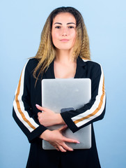 Obraz premium Personal blog. Social networks and blog. Regular pc user. Information source. Blogging concept. Girl with laptop computer. Digital technology. Surfing internet. Computer shop. Develop own blog