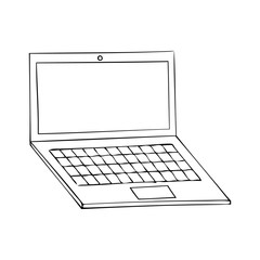 Black and white vector icon of a laptop