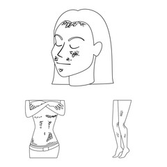 Vector illustration of disease and healthcare logo. Set of disease and pain vector icon for stock.