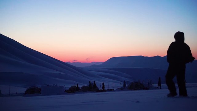 A clip of an arctic expeditioncamp during night. Shot from Svalbard.