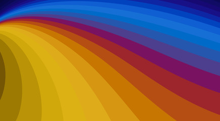 Motley wallpaper with blue and yellow wavy lines. Striped vector pattern