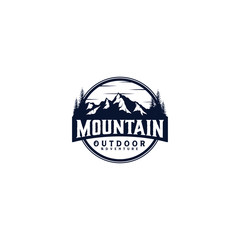 Outdoor mountain nature logo - adventure wildlife pine tree forest design