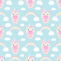Vector seamless pattern with mugical unicorns. Design for wallpaper, phone case, poster, t-shirt, mug, child books etc.