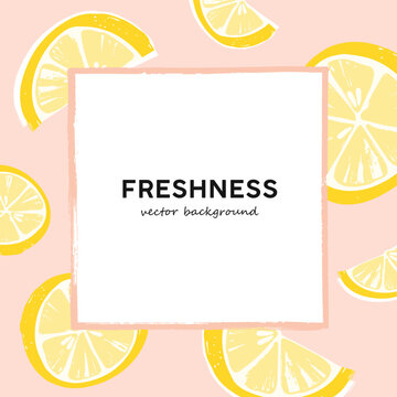 Lemon slices vector summer banner template