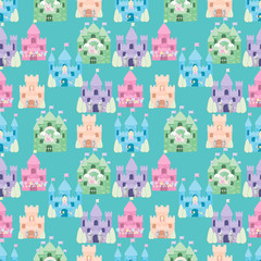 Cute fairytale pattern with castles