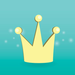  Fun cartoon crown with decoration elements on background. Yellow diadem for princess and queens on white background.