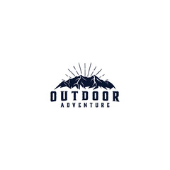Obraz premium Outdoor mountain nature logo - adventure wildlife pine tree forest design